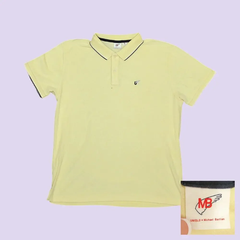 UNIQLO x Michael Bastian Pastel Yellow French Terry Polo Shirt Mens XL